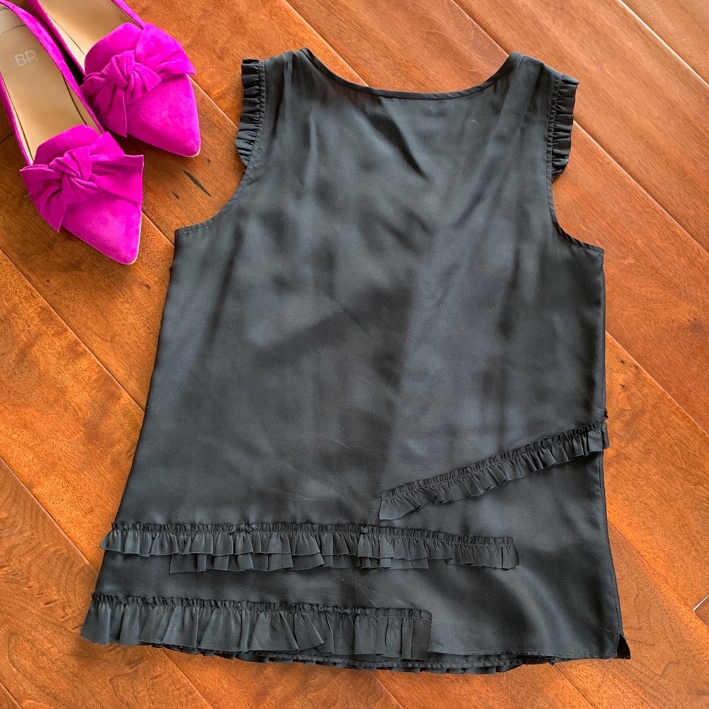JCrew Black Silk Top With Ruffles - Picture 7 of 8